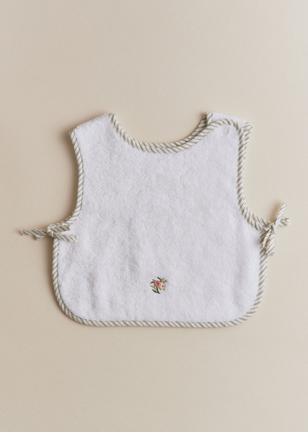 Baby Bib - Striped Floral Embroidery