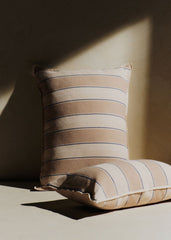 Woven Striped Cushion - Large - Beige And Blue