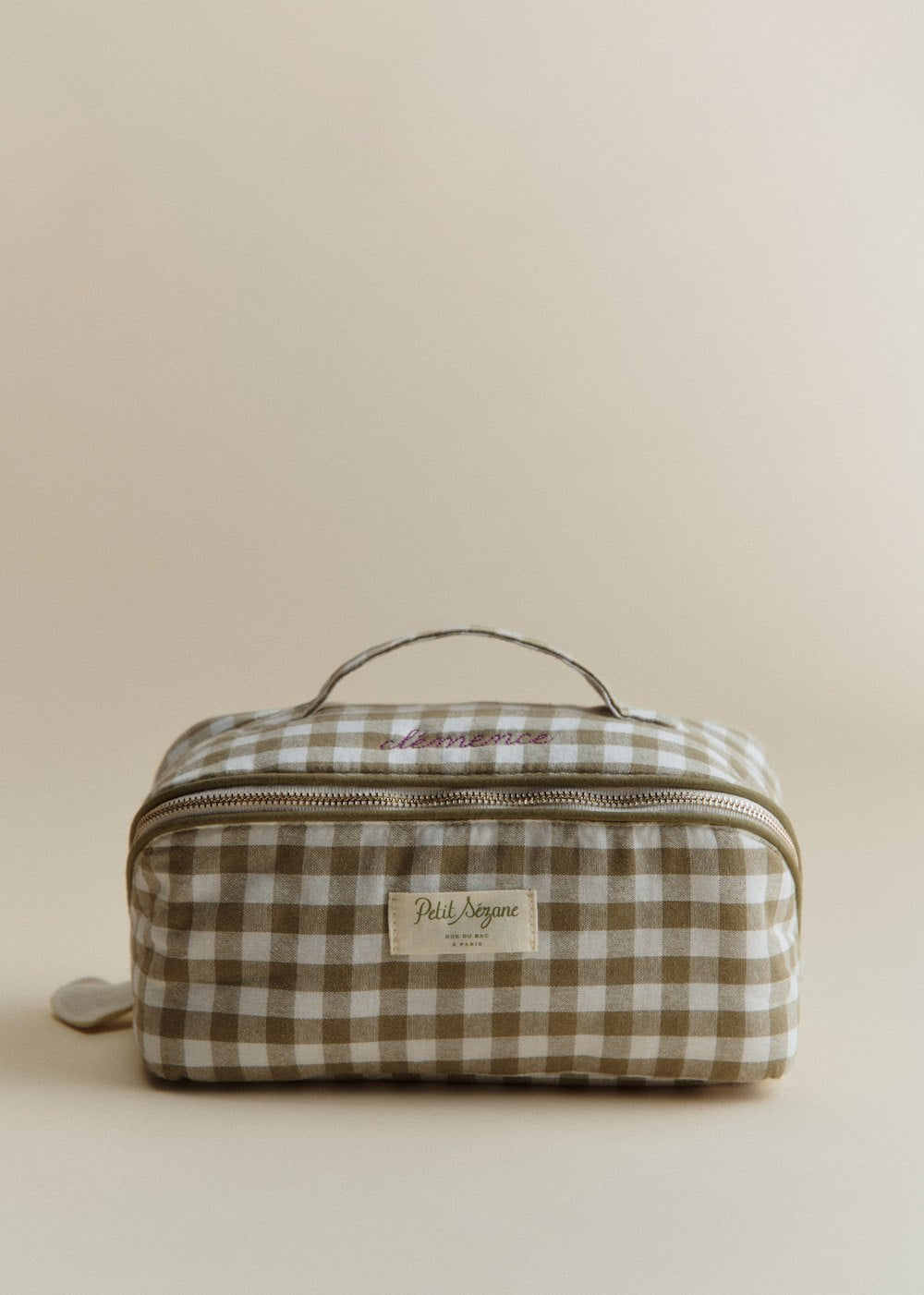 Large Toiletry Bag - Green Gingham