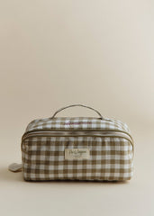Large Toiletry Bag - Green Gingham