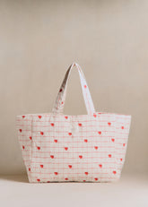 Canvas Bag - Embroidered Red Hearts