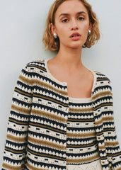 Mara Cardigan - Ecru Navy