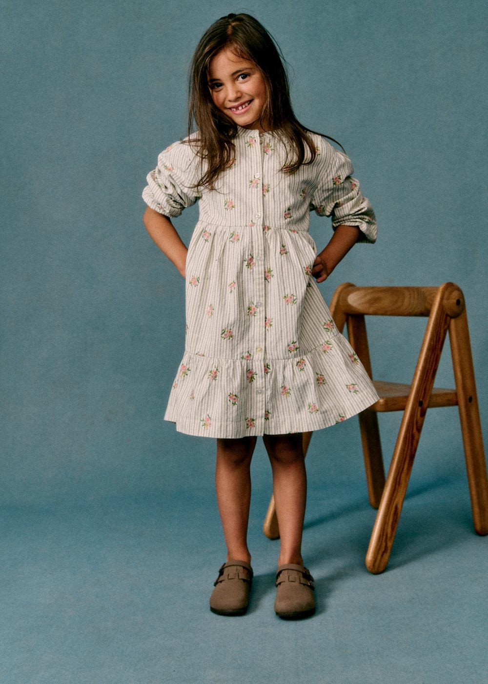 Louise Dress - Stripes With Floral Embroidery