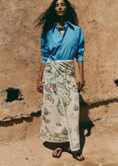 Payton Wrap Skirt - Sézane x Inoui Editions - World Maps Print
