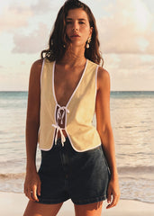 Paulin Top - Pastel Yellow And Ecru