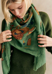 Pio Scarf - Sea Green Retro Flowers