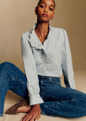 Chlo Shirt - Stripes Ecru Blue