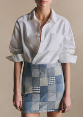 Malia Skirt - Blue Check Patchwork