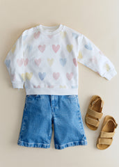 Lary Sweatshirt - Ecru Pastel Heart
