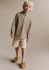 Sacha Shirt - Vichy Gaufre Bleu Caramel