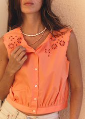 Nista Shirt - Orange With Soft Orange Placed Embroidery
