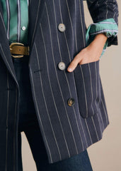 Michele Jacket - Tennis Stripes Blue And Ecru