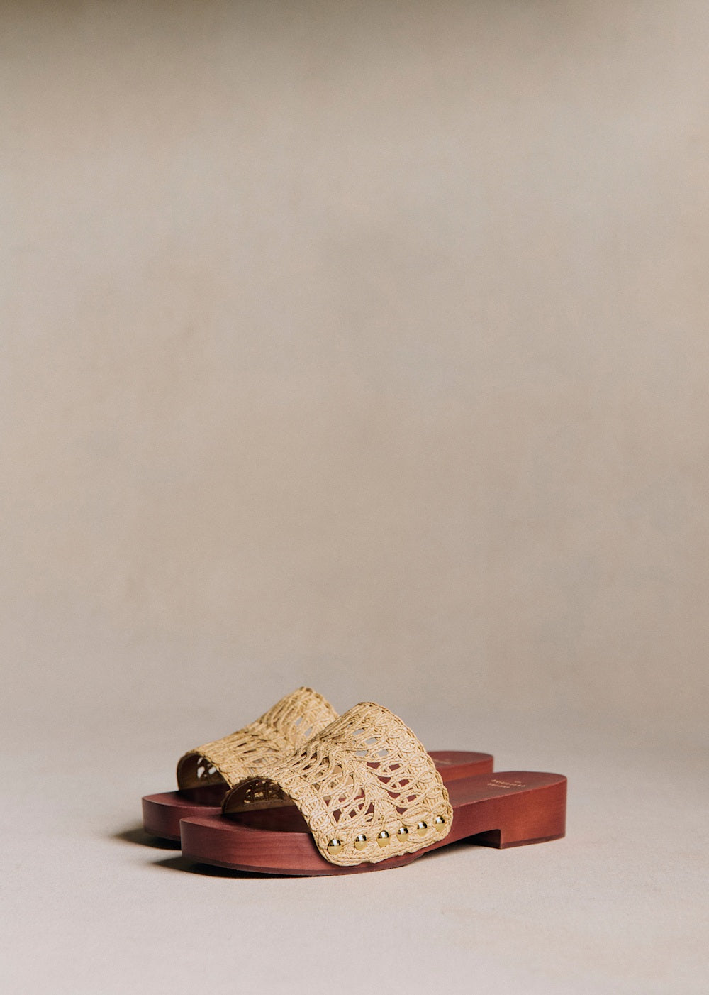 Maria Low Mule - Woven Beige Textile