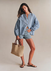 Nerissa Shirt - Light Blue Ecru Stripes