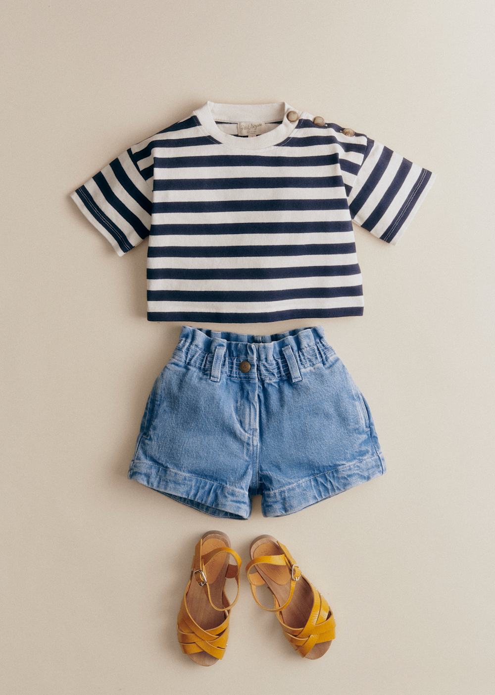 Tara T-Shirt - Cream Navy