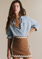 Malia Skirt - Hazelnut Zigzag Ecru