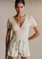 Norah T-Shirt - Cream Pointelle