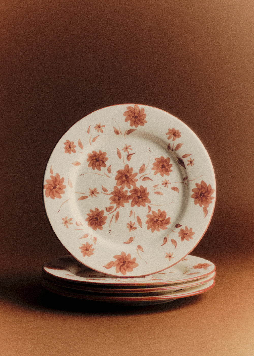 Set of 4 dinner plates - Garden Flowers - Sienna