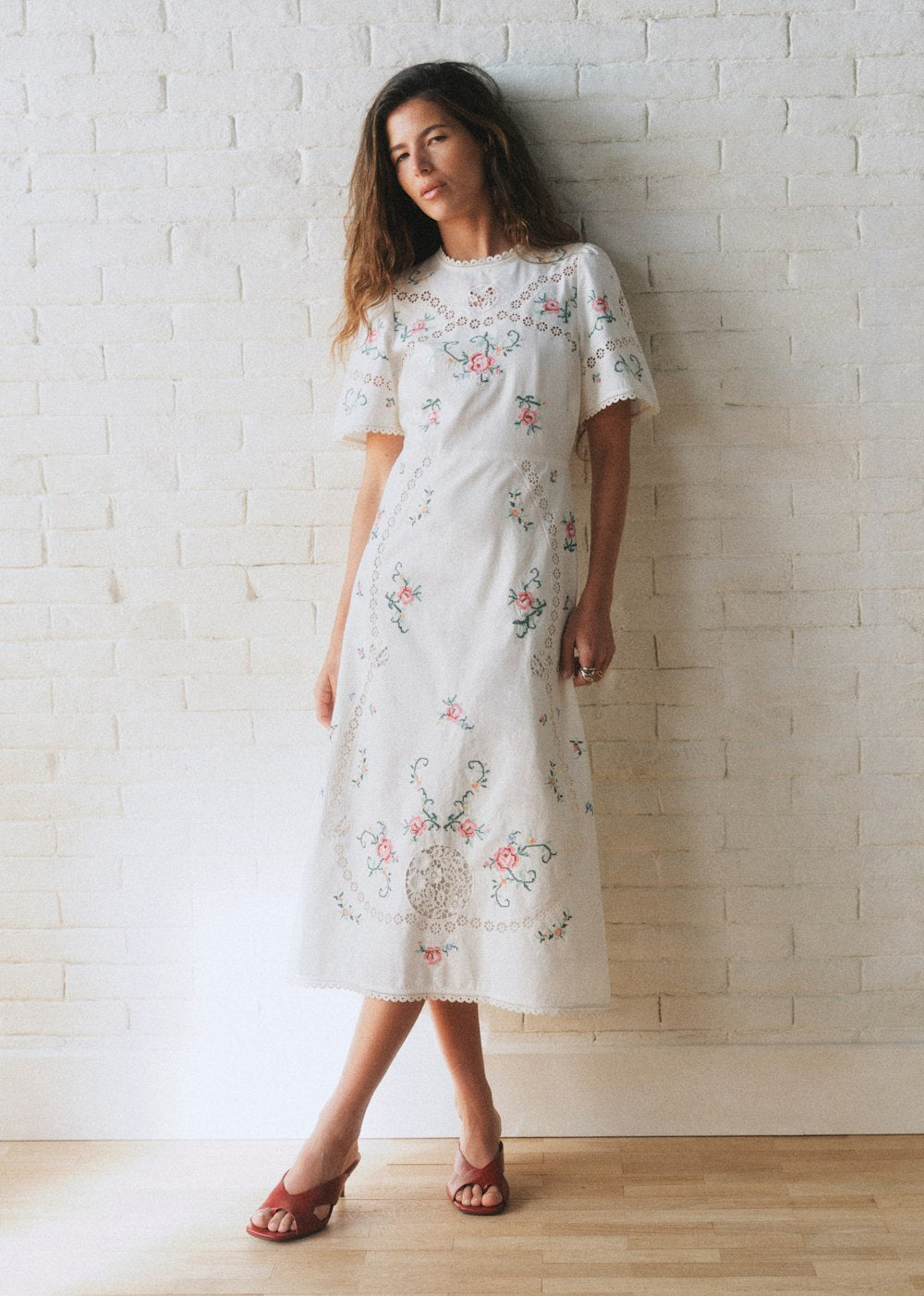 Olivia Dress - Sézane x SEA NY - Ecru With Multicolored Embroidery