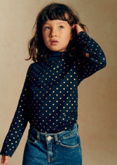Felix T-Shirt - Navy Gold Hearts Print