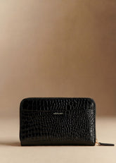 Victoria Wallet - Black Crocodile Print