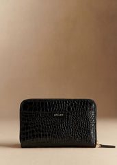 Victoria Wallet - Black Crocodile Print