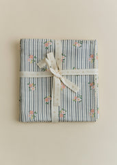 Set Of 2 Swaddle Cloths - Stripes With Floral Embroidery