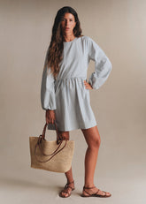 Zelie Dress - Light Blue And Ecru Stripes