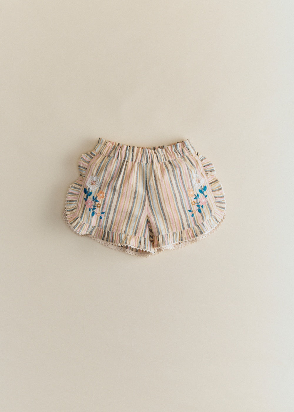 Gia Shorts - Pink Blue Stripe
