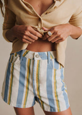 Le City Shorts - Blue Ecru Yellow Stripes