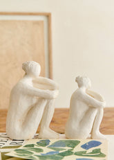 Guénolée Courcoux Sculpture - Woman in her thoughts small model - Ecru
