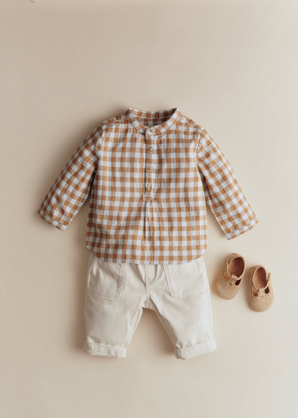 Sacha Shirt - Vichy Gaufre Bleu Caramel