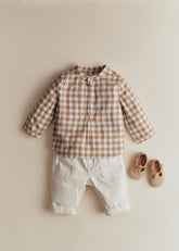 Sacha Shirt - Vichy Gaufre Bleu Caramel