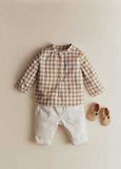 Sacha Shirt - Vichy Gaufre Bleu Caramel