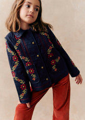 Abélia Jacket - Petit Sézane x Lucia Vergara - Marine Blue With Jazmin Embroidery
