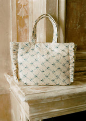 Embroidered Floral Tote Bag - Ecru Flowers