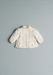 Chlo Shirt - Sage Camel Embroidery On Ecru