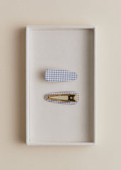 Set Of 2 Hair Clips - Vichy Navy