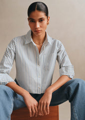 Maella Shirt - Light Blue And Ecru Stripes