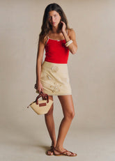 Malia Skirt - Sézane x Inoui Editions - Ecru With Contrasting Cream Embroidery
