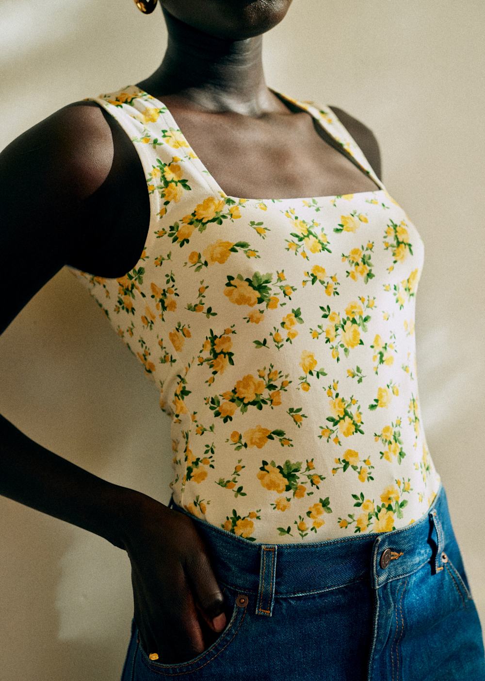 Thalia Top - Golden Flower Print