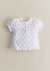 Simone T-Shirt - Red Heart Print