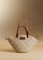 Justine Basket Bag - Embroidered Flowers