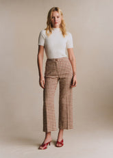 Martin Crop Trousers - Brown Ecru Gingham