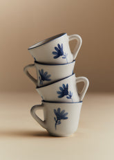 Set of 4 espresso cups - Little Flower - Storm Blue