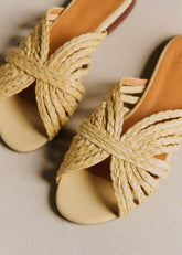 Low Paola Mules - Natural Woven Textile