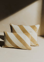 Linen Canvas and Velvet Cushion - Small size - Beige