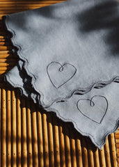 Set of 2 embroidered napkins - Blue Heart