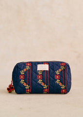 Toiletry bag - Sézane x Lucia Vergara - Marine Blue With Jazmin Embroidery