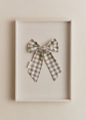 Large Bow Hair Clip - Green Gingham